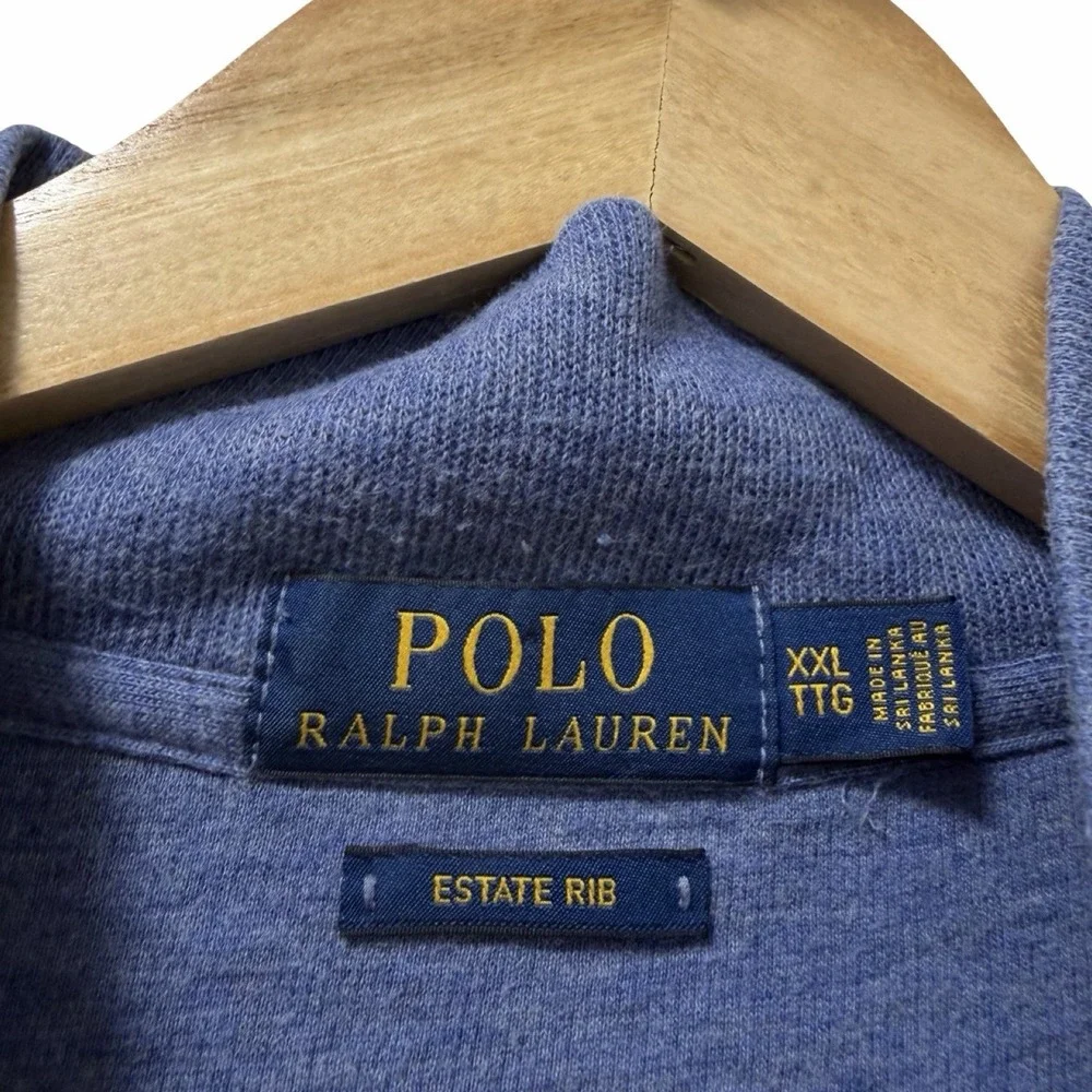 Polo Ralph Lauren Mens Estate Rib 1/4 Zip Pullover‎ Sweater Size XXL Blue Preppy